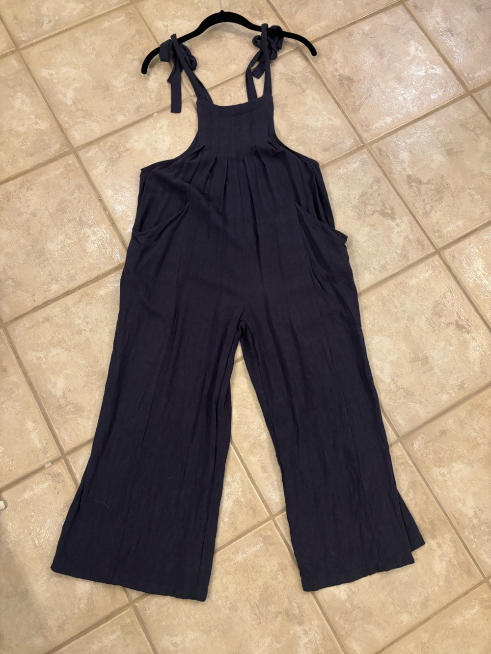 HYFVE Navy Tie-Shoulder Wide Leg Jumpsuit